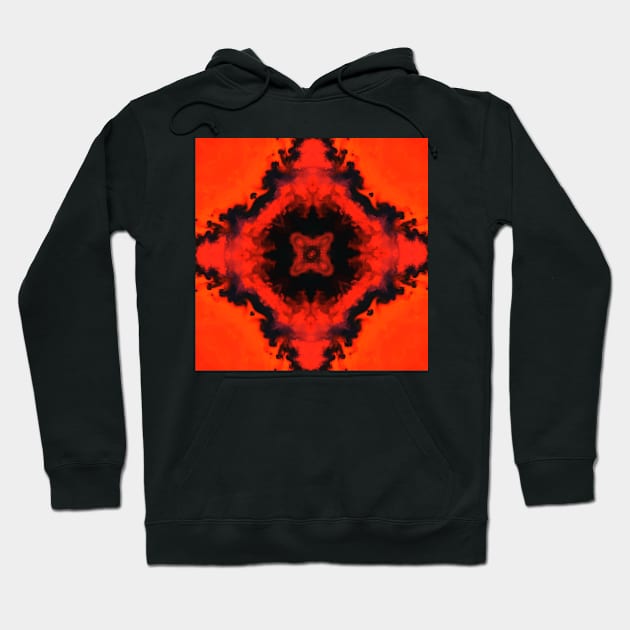 Red Smoke Kaleidoscope Pattern Hoodie by WormholeOrbital